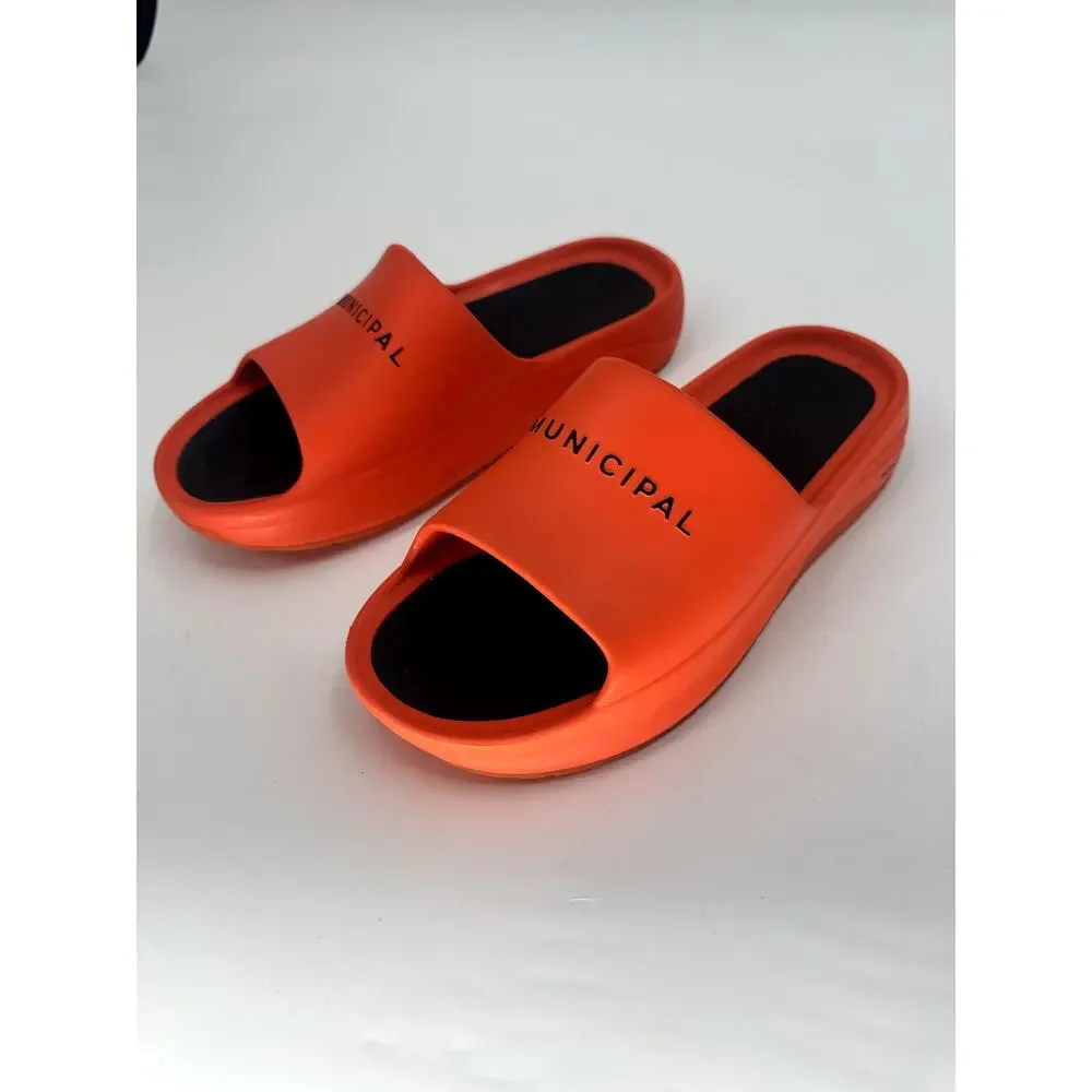 Municipial Podium Slide Poppy Slip-On Slide Slippers Orange Black Men's Size 13
